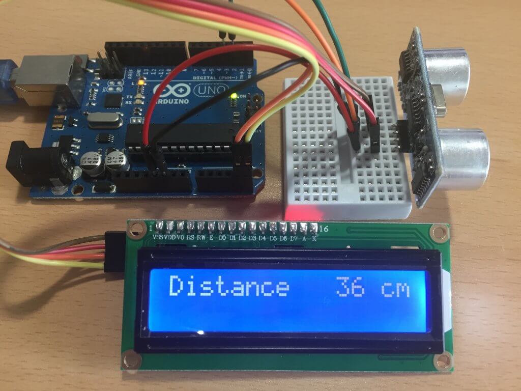 아두이노 초음파 거리측정기 (I2C LCD 사용)