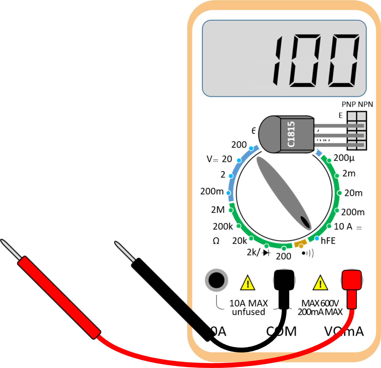 Multimeter hfe measurement